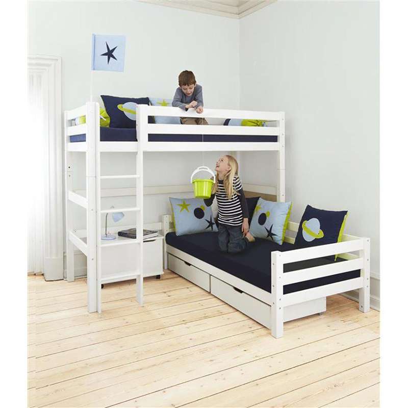 Hoppekids ECO Luxury - Våningsäng - 90x200 cm. - Vinkelkombination - Vit 