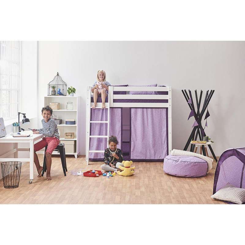 Hoppekids ECO Luxury - Mellanhög säng - 90x200 cm. - Snedstig - Flexibel Inläggsbotten - Vit 