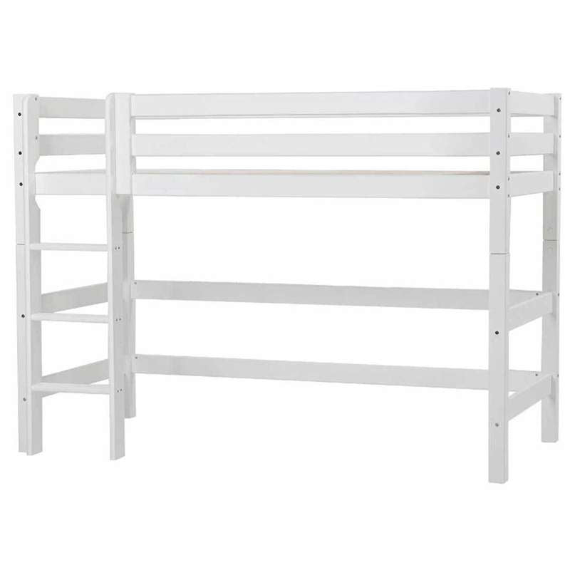 Hoppekids ECO Luxury - Mellanhög säng m. Stege - Flera Storlekar - Vit 