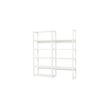 Hoppekids STOREY - Bokhylla - 2 Sektioner m. 8 Hyllor - Flera Storlekar - Vit 