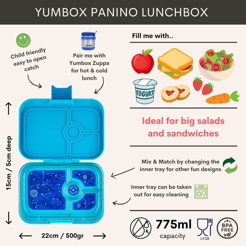 Yumbox Matlåda - Panino - 4 rum - Jurassic Green/Dinosaur 