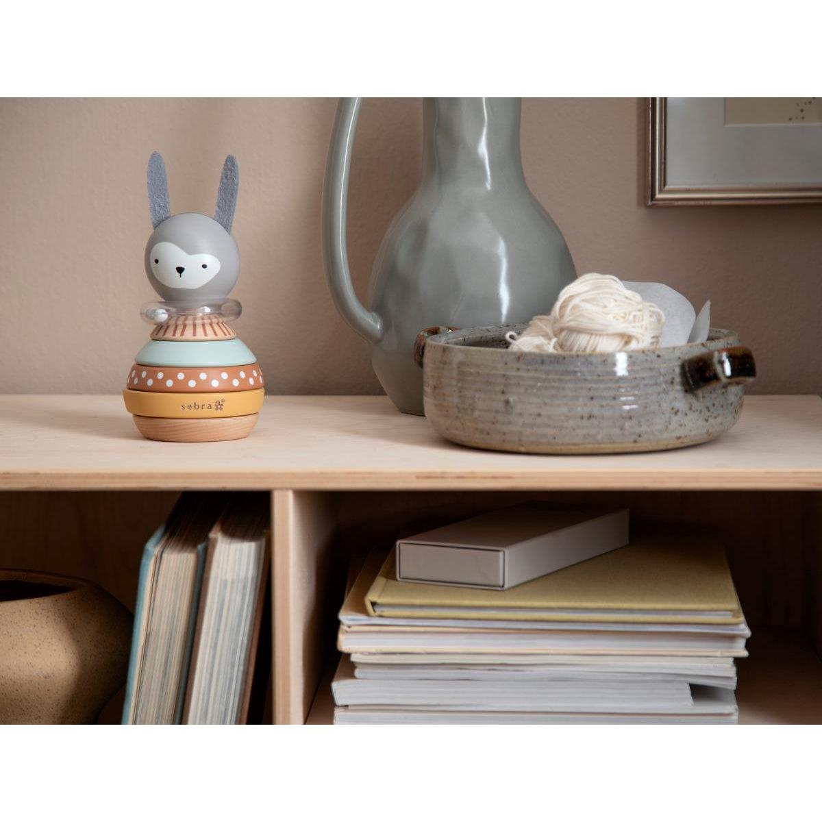 Sebra Träleksak stapelhare - Woodland-Stableklossar-Mammashop.dk