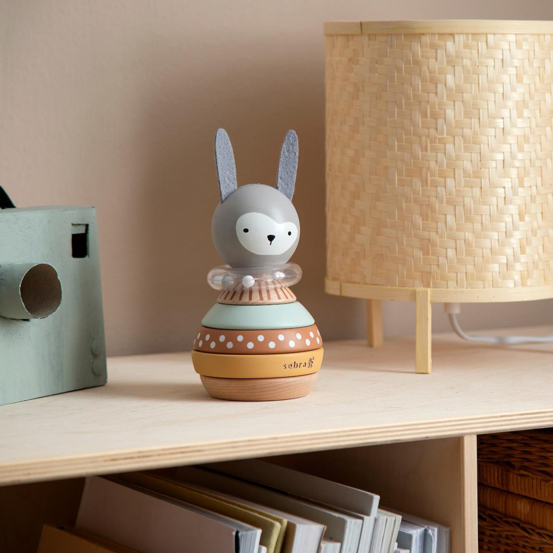 Sebra Träleksak stapelhare - Woodland-Stableklossar-Mammashop.dk